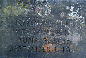 John Miller's headstone