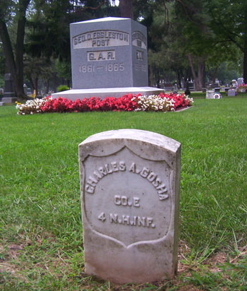 Gosha's gravesite and GAR Post marker 