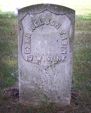 Grave marker for Ezra Nelson Sabin, last Union veteran buried in Pepin County, Wis.