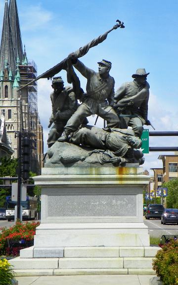 Restored Victorious Charge monument seen in 2012