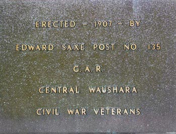Plaque detail of Wautoma, Wis. Civil War menument