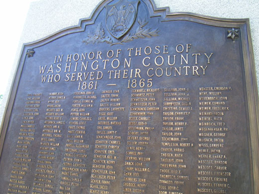 Plaque mounted on West Bend Soldier's Monument